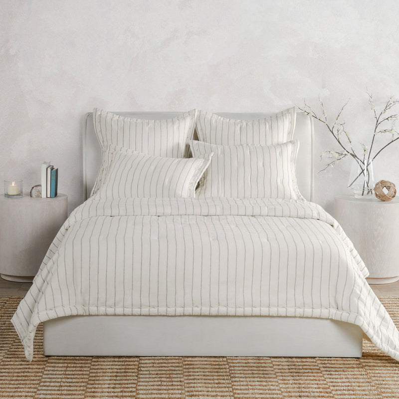 Ivory pinstripe comforter set with two matching pillow shams
