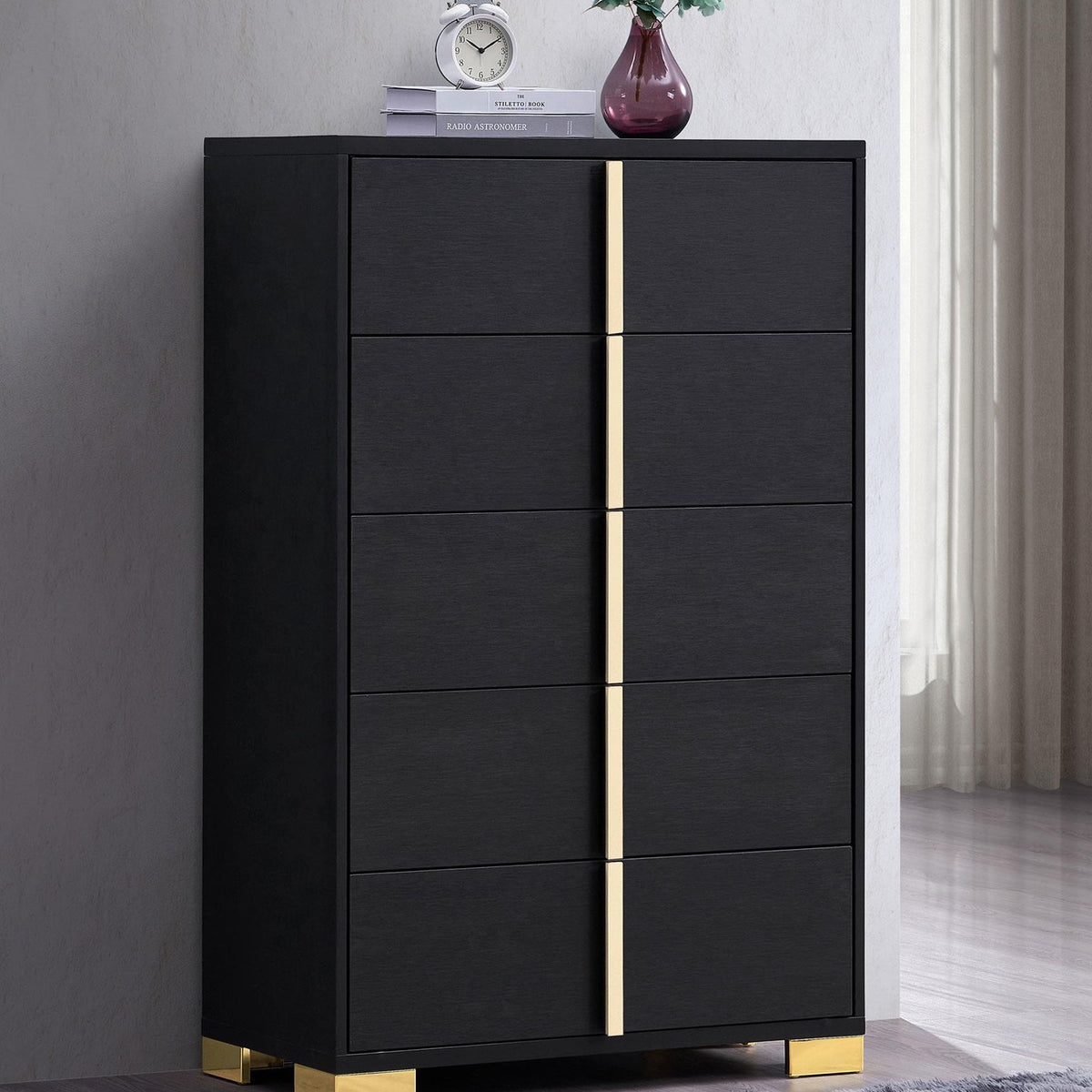 Marceline 5-drawer Bedroom Chest Black