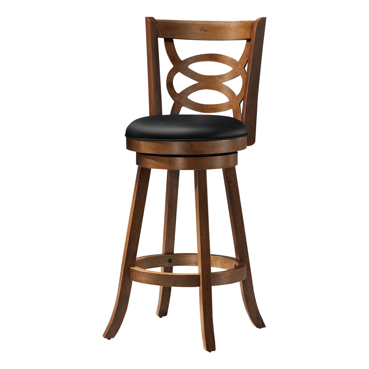Stylish Design Swivel Bar Stool With Bar Height Leather Look (Set of 2)