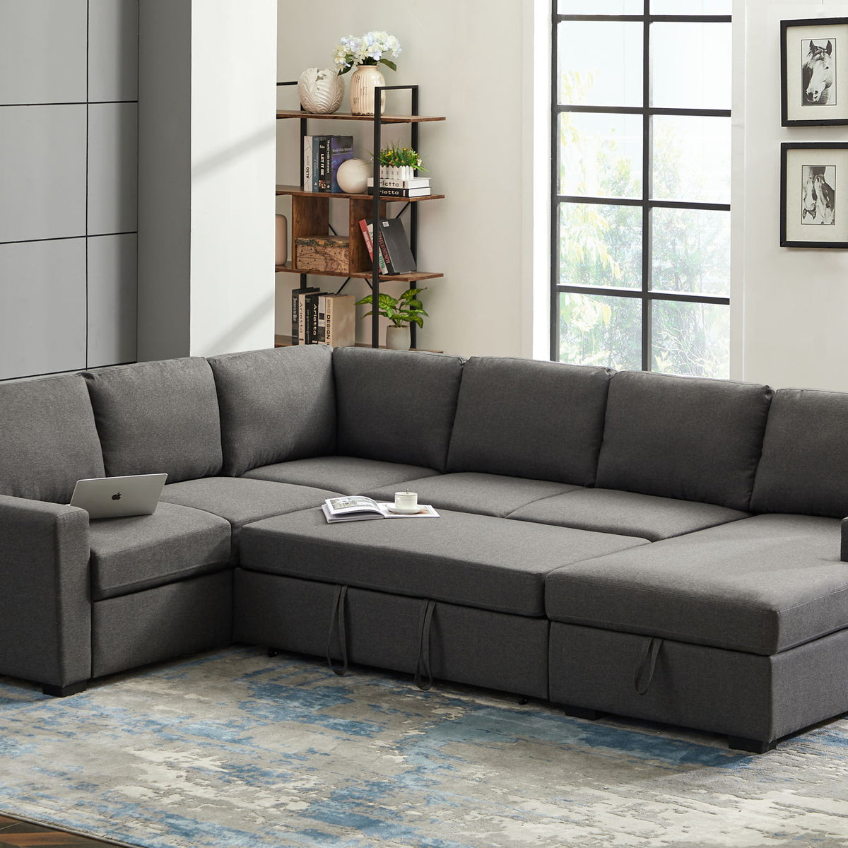 Ketterman - 4 Piece Upholstered Sectional - Dark Gray