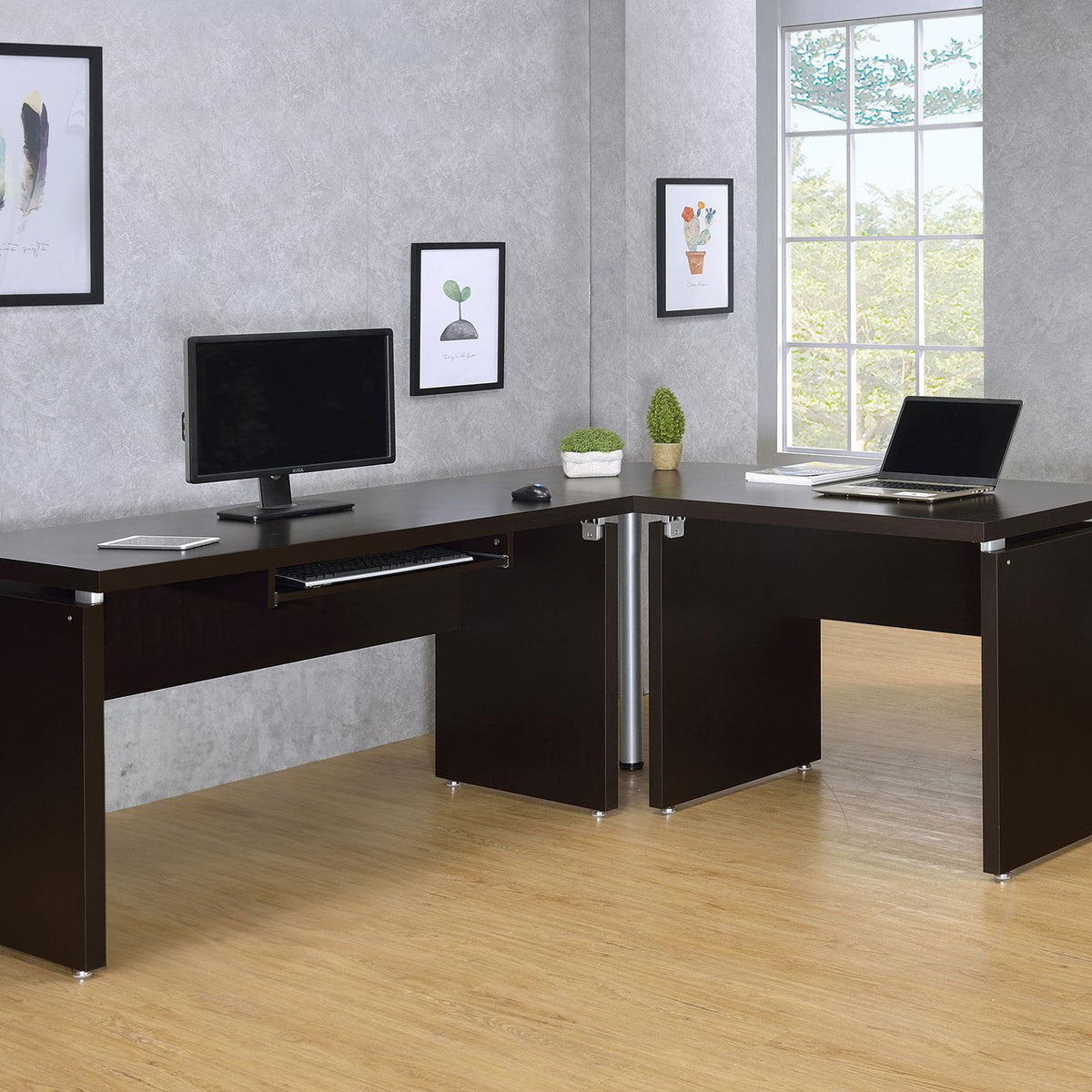 Skylar 83-inch L-Shaped Office Computer Desk Cappuccino