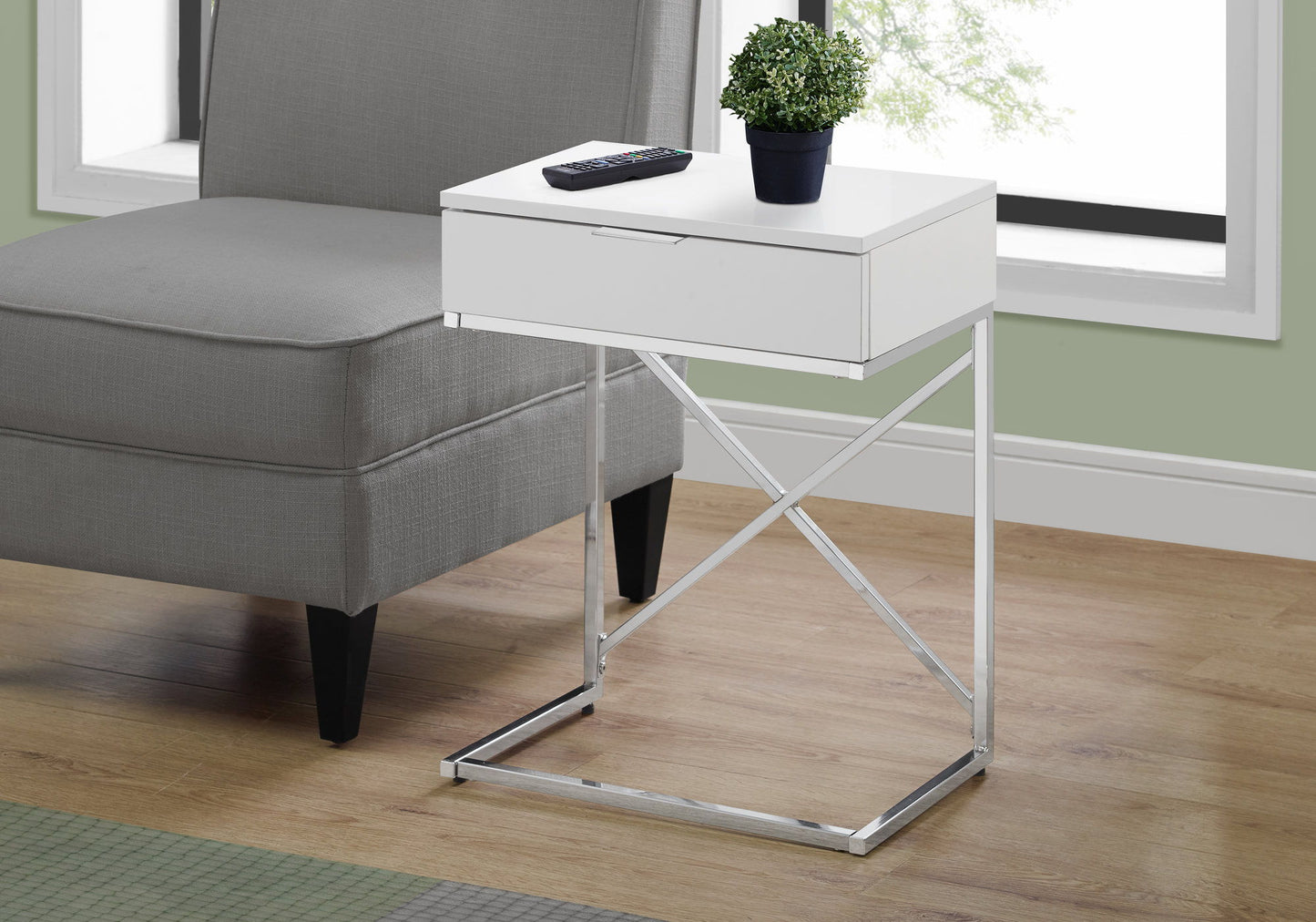 Accent Side Table, Storage Drawer, Spacious Tabletop, Contemporary & Modern