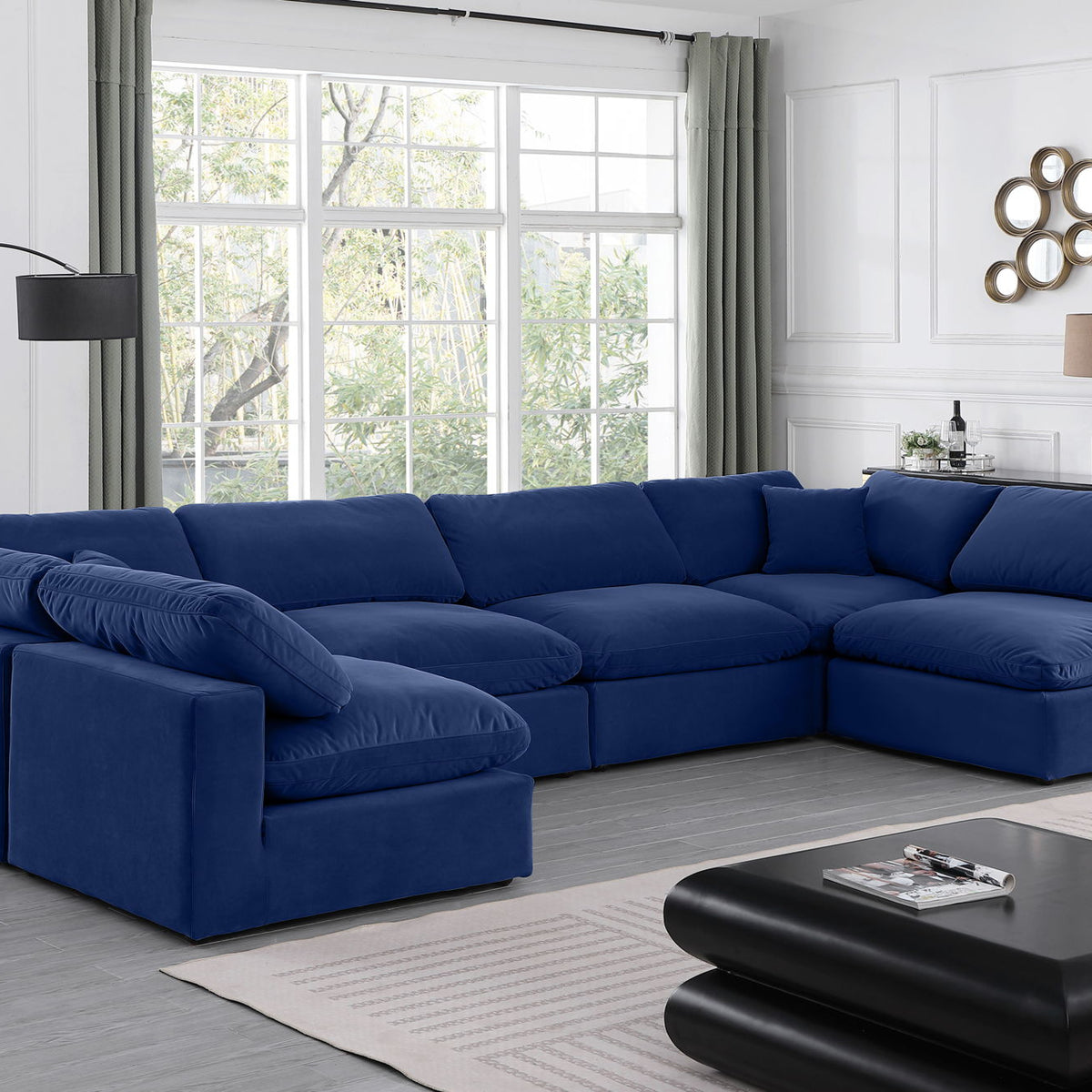 Comfy - 6 Piece Velvet Modular Armless Sectional