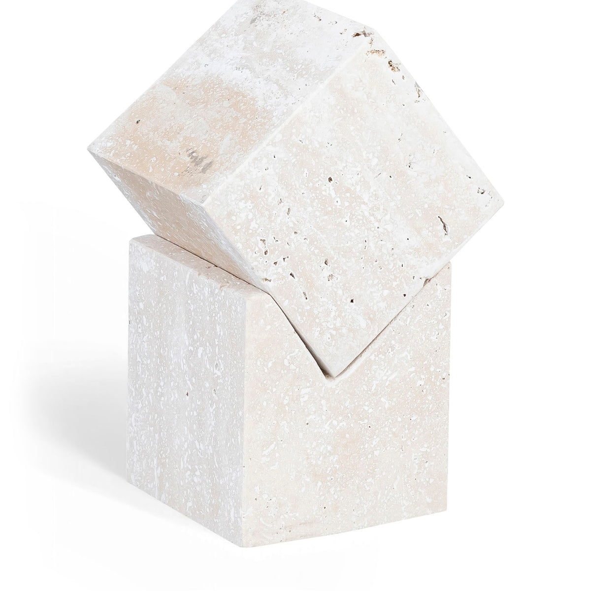 Quad - Travertine Decorative Cube - Natural