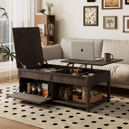 Lift-Top Coffee Table with Hidden Storage Brown