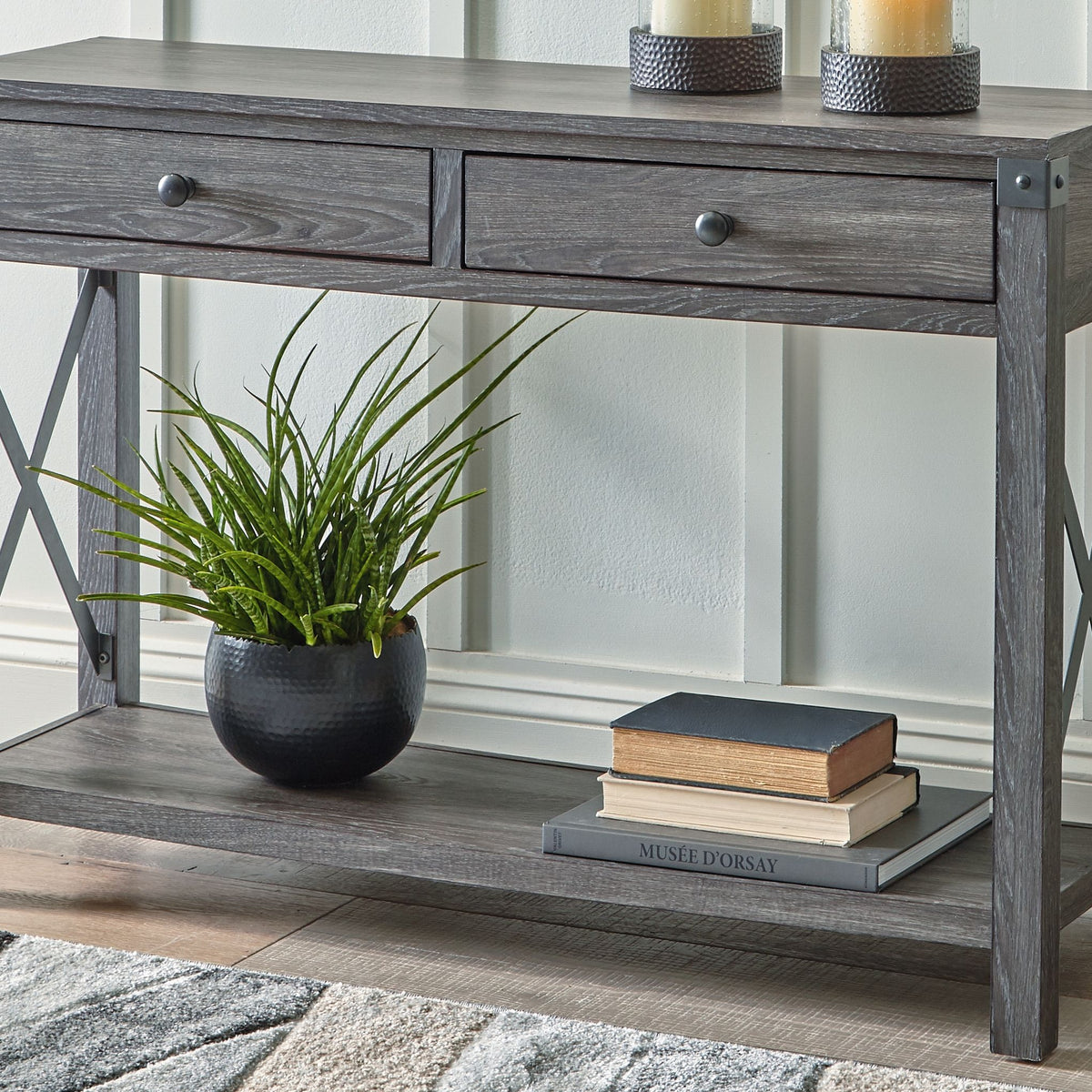 Freedan - Console Sofa Table - Grayish Brown