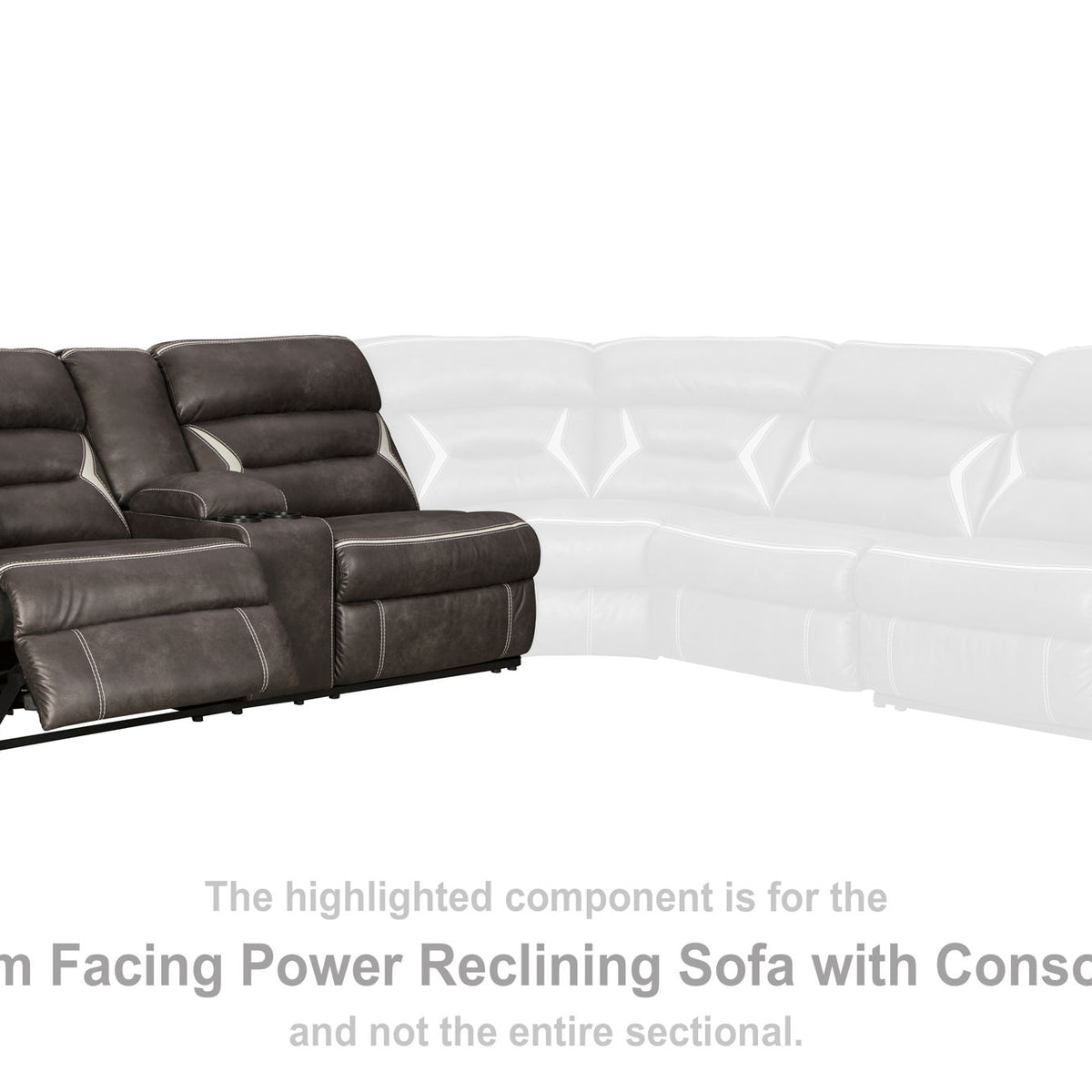 Kincord - Laf Rec Power Sofa W/Console - Midnight