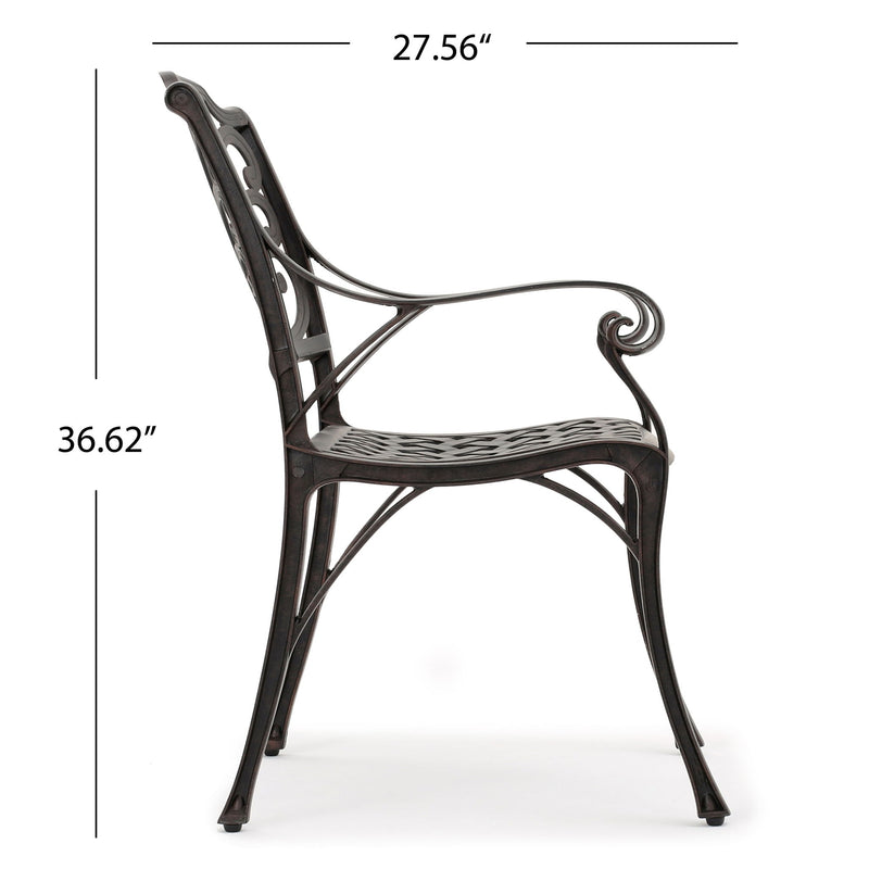 Patio Cast Aluminum Outdoor Dining Chairs (Set of 2) - Bronze