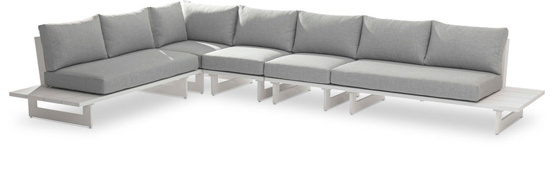 Maldives - 5 Piece Water Resistant Outdoor Patio Modular Sectional With White Base