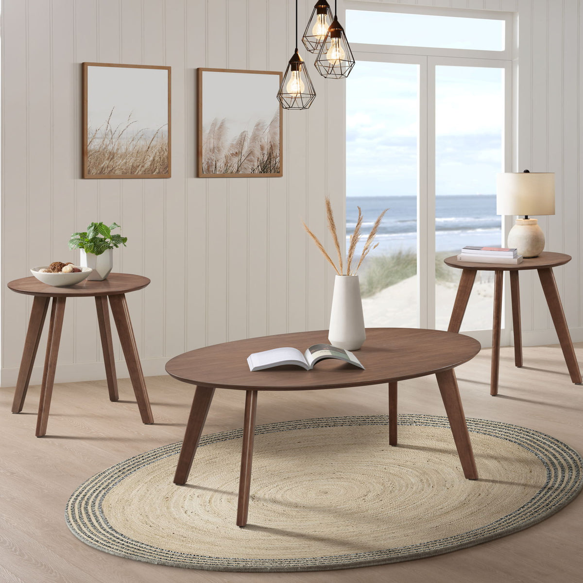 Theo - Three Pack Occasional Set With Coffee Table And 2 End Tables - Walnut