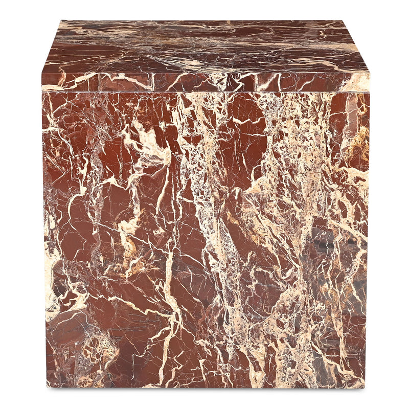 Rosa marble accent table top with reddish-brown stone and cream veining