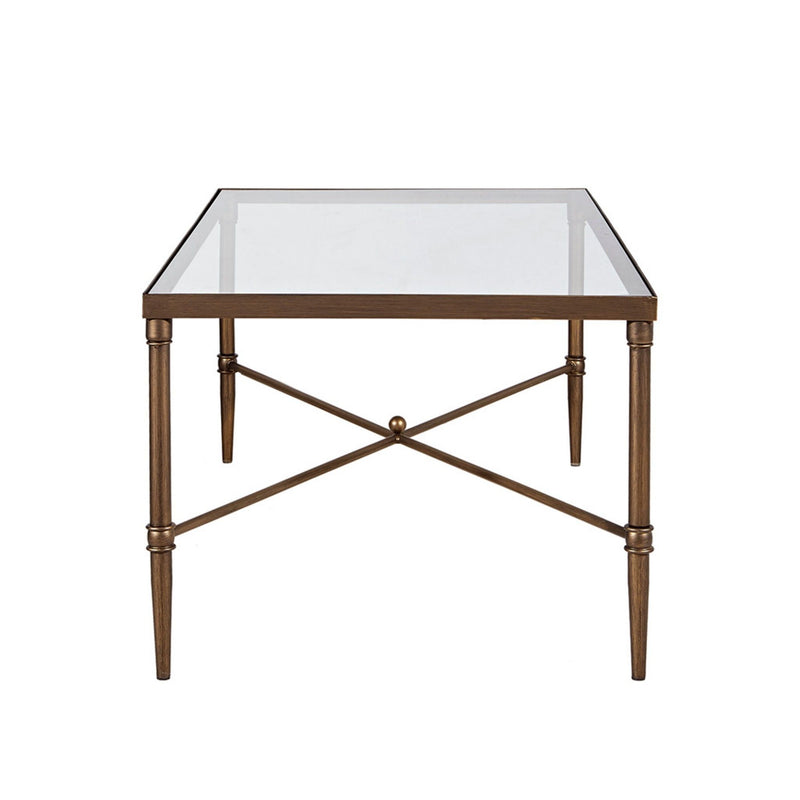 Metal Rectangle Coffee Table With Tempered Glass Top - Bronze