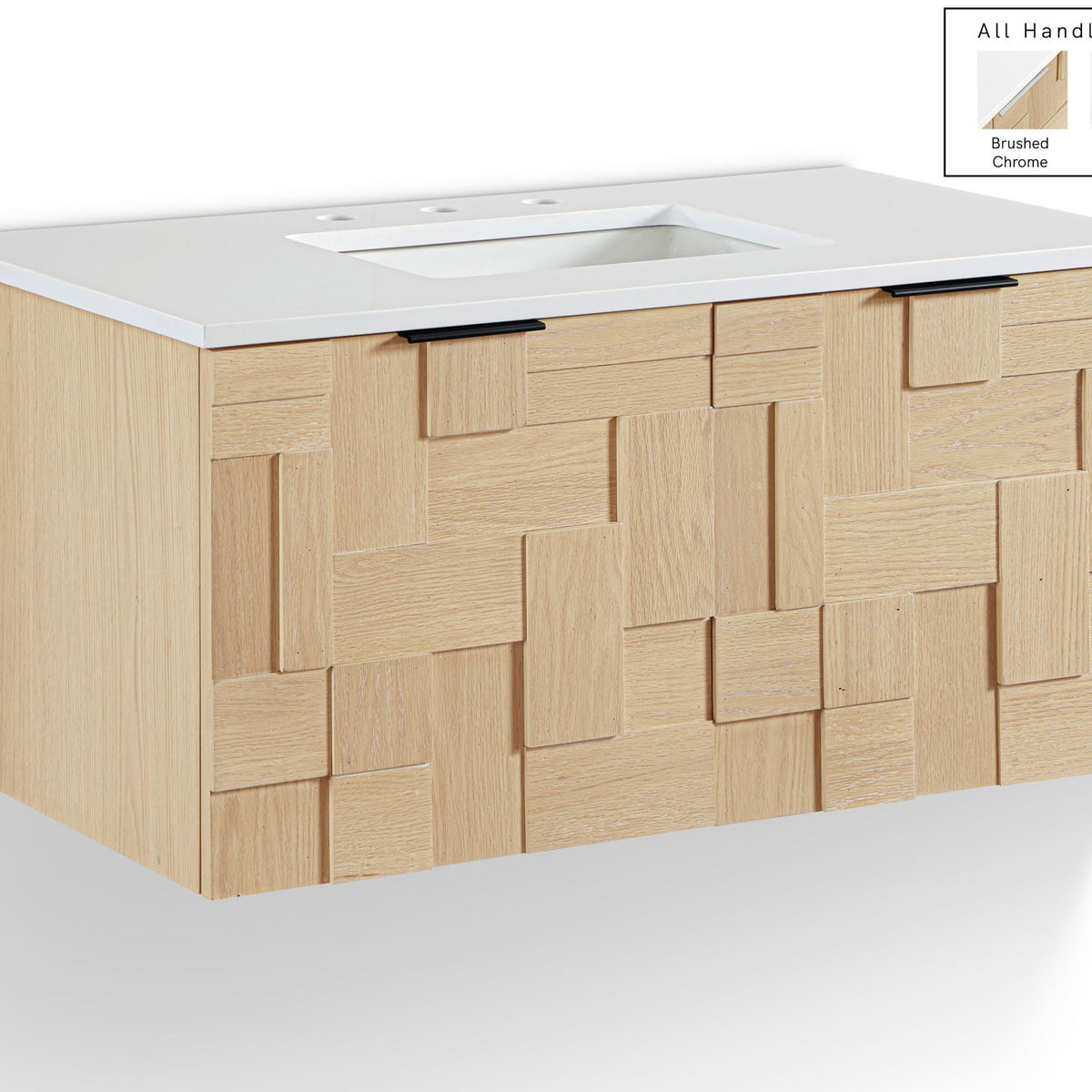 Leonardo - Engineered Stone And Solid Wood 24" Wall Mounted Bathroom Vanity