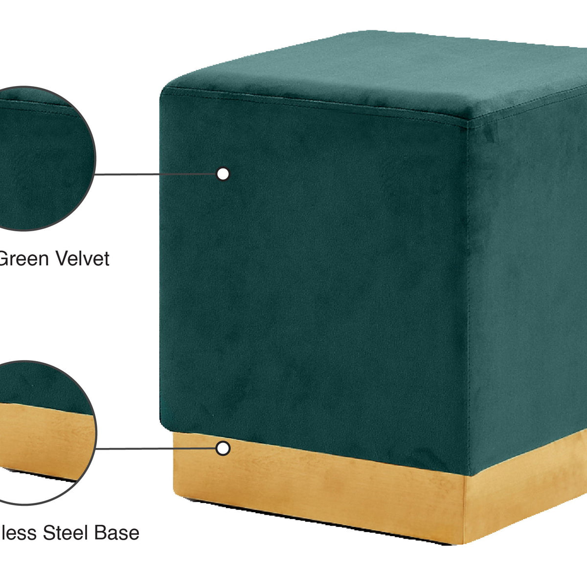 Jax - Stool Ottoman with Gold Base
