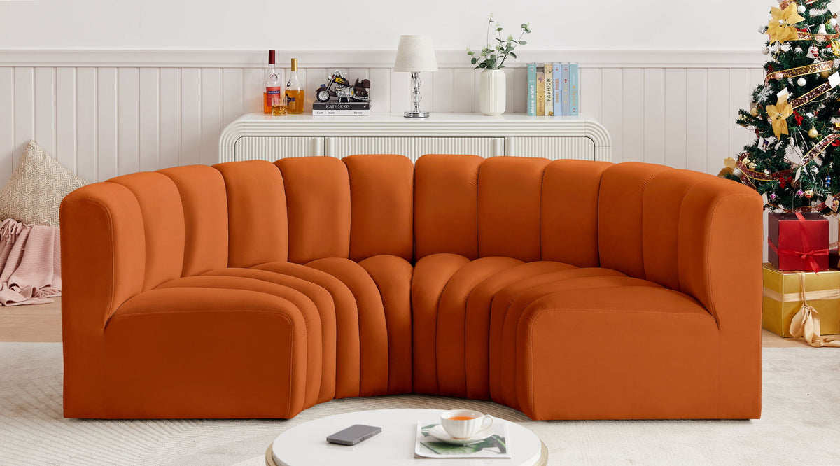 Arc - Velvet 4 Piece U-Shaped Modular Sofa