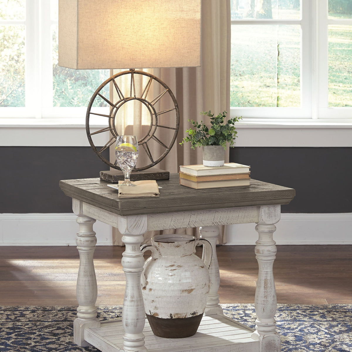 Havalance - Rectangular End Table - Gray / White