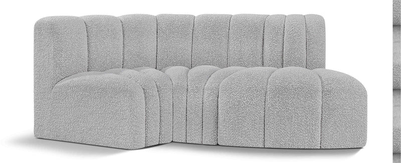 Arc - Boucle Fabric 3 Piece Modular L-Shaped Sofa