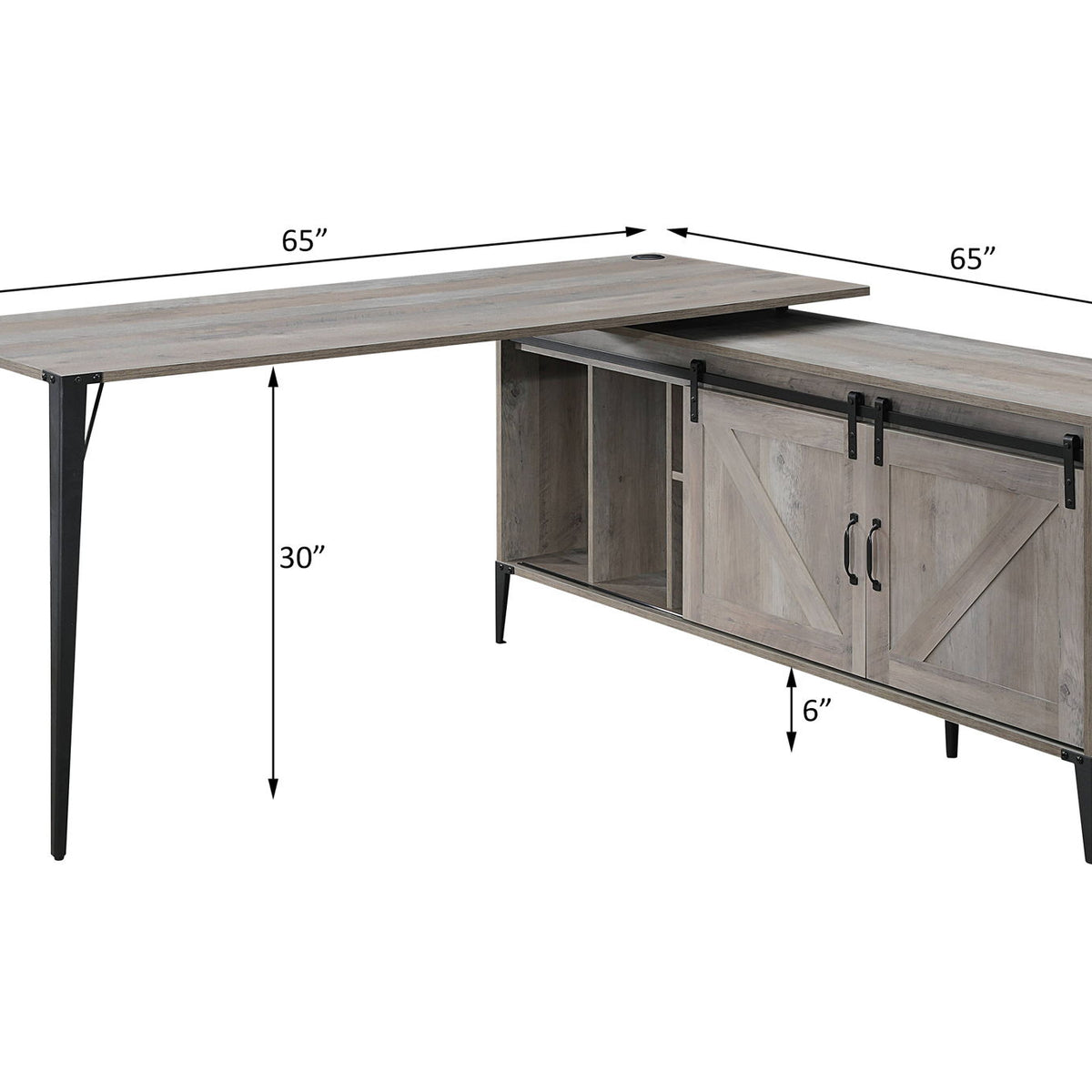 Zakawani - Writing Desk With Cabinet - Gray
