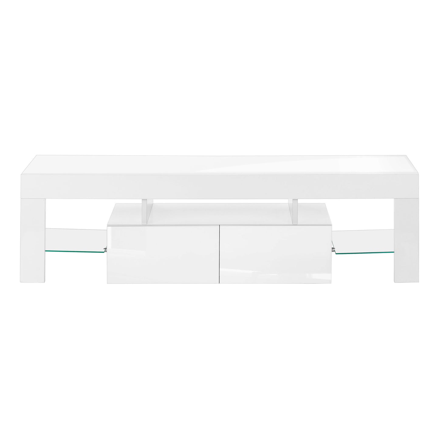 TV Stand, Console, Media Entertainment Center, Storage Cabinet, Glossy Contemporary & Modern - White