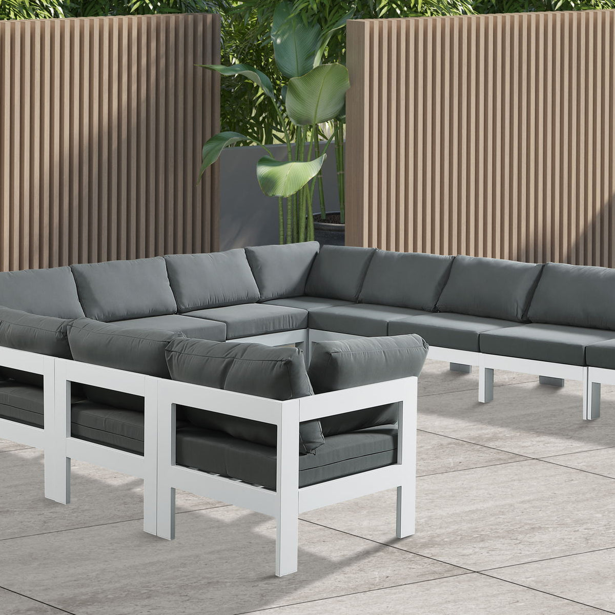 Nizuc - Outdoor Patio 13 Piece Modular Sectional With White Frame