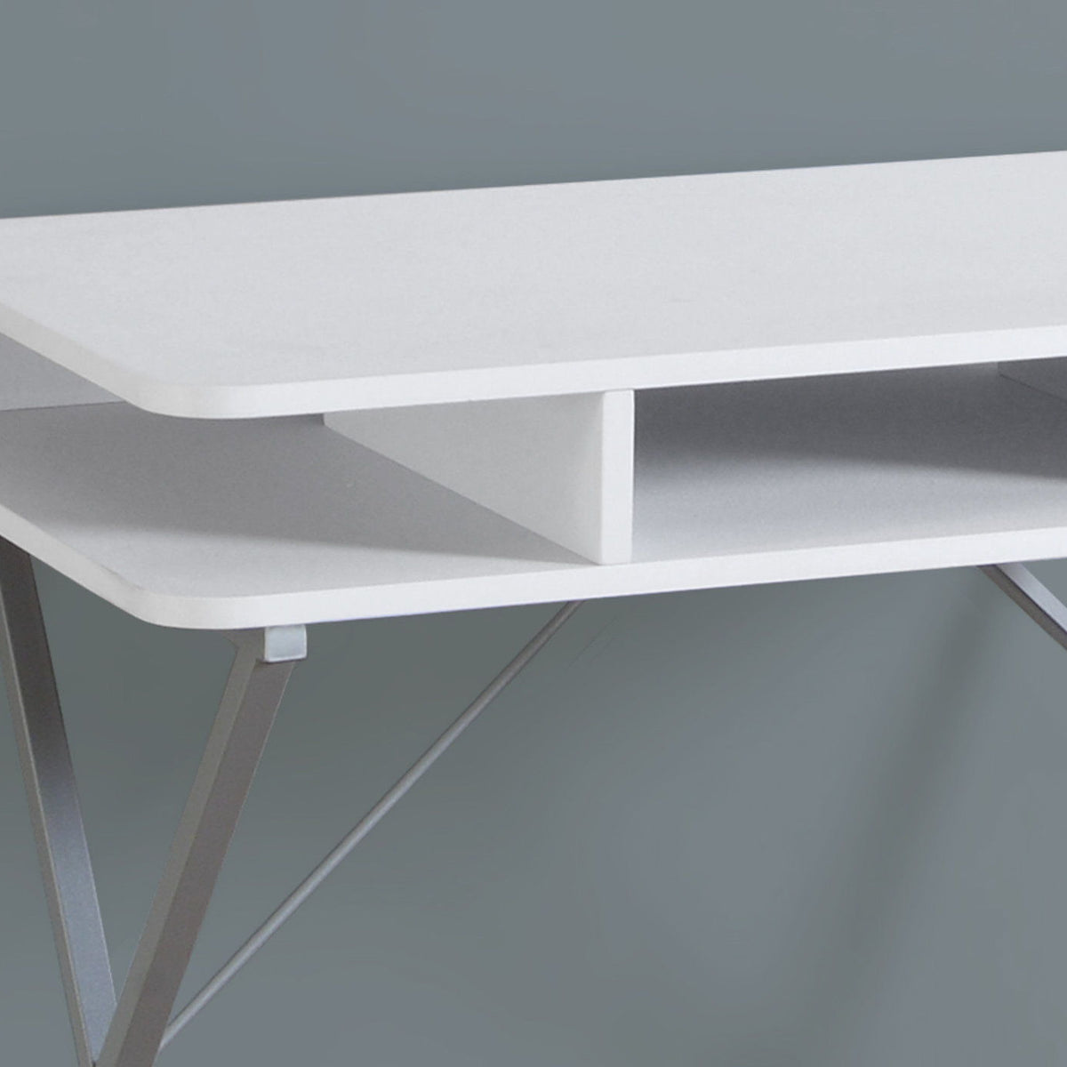 Computer Desk For Home Office, Laptop, Storage Shelves, Modern Convenient Design - White