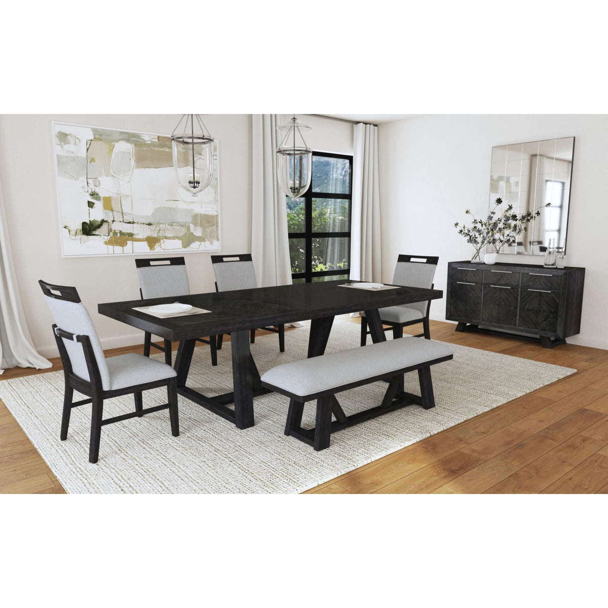 Transcend - Dining Table With 22" Leaf - Charcoal