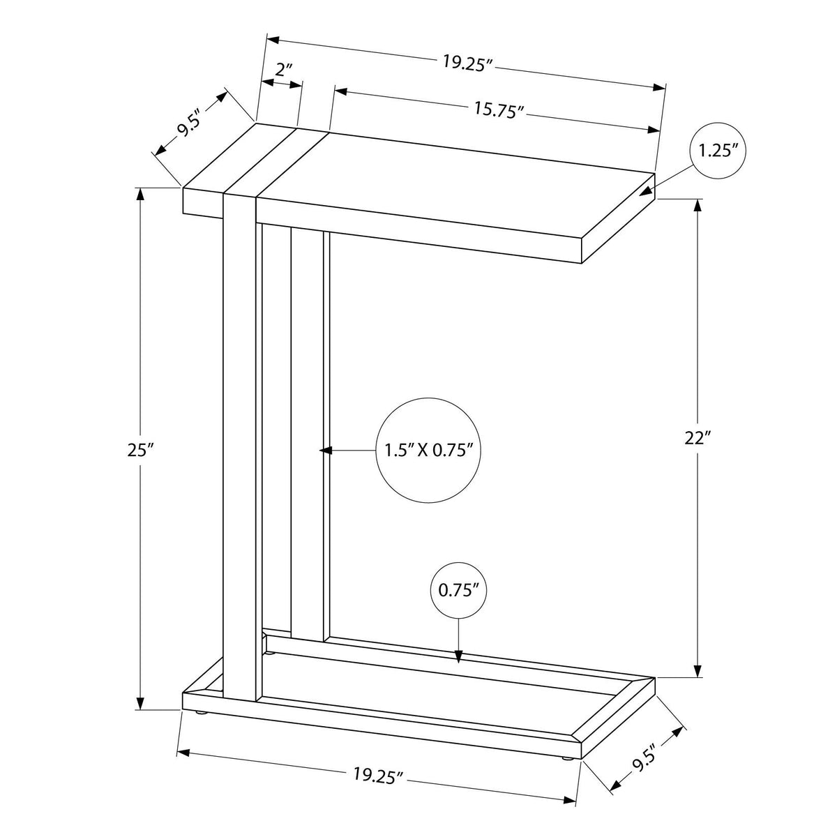 Accent Table, C - Shaped, Contemporary & Modern Stylish Design
