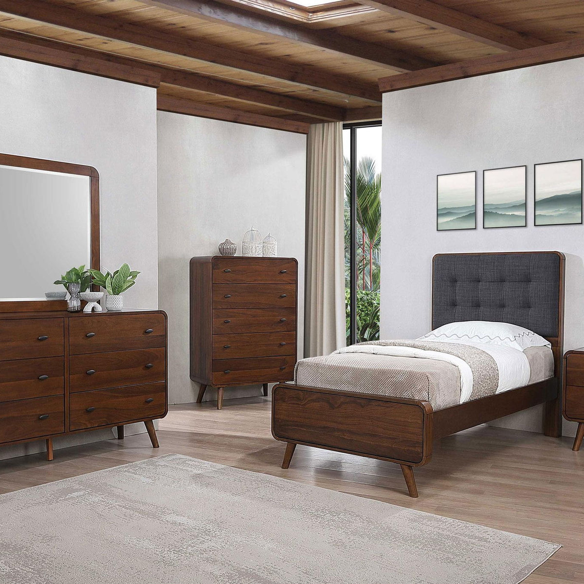 Robyn 5-piece Twin Bedroom Set Dark Walnut