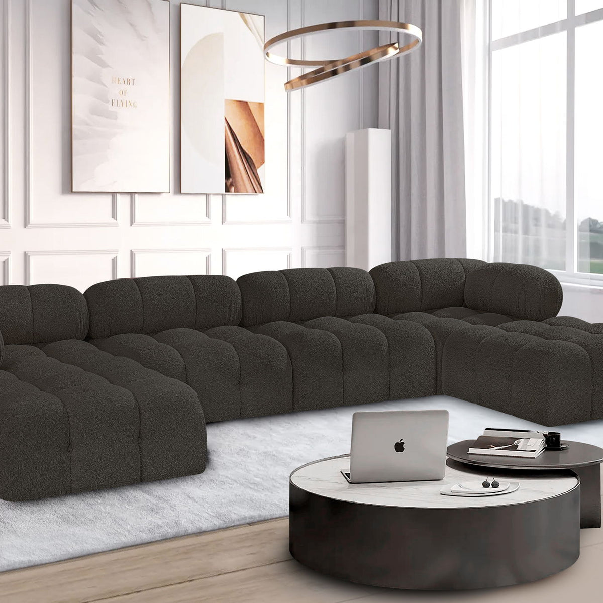 Ames - 6 Piece Fabric Modular U-Shaped Sectional