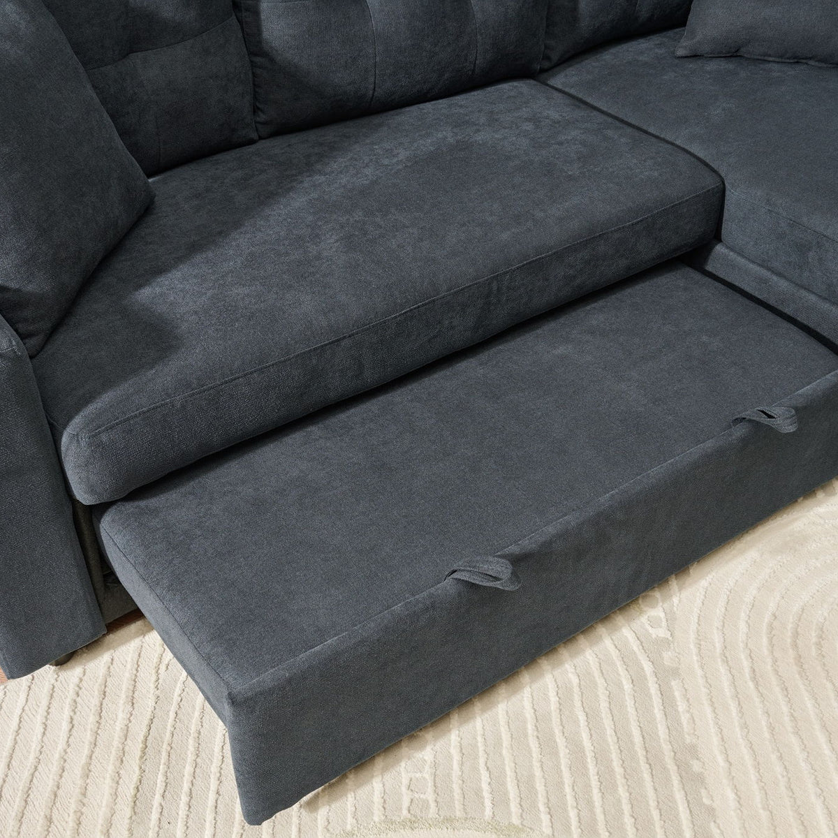 Reversible Sofa Couch Sleeper With Pull Out Bed And USB Port