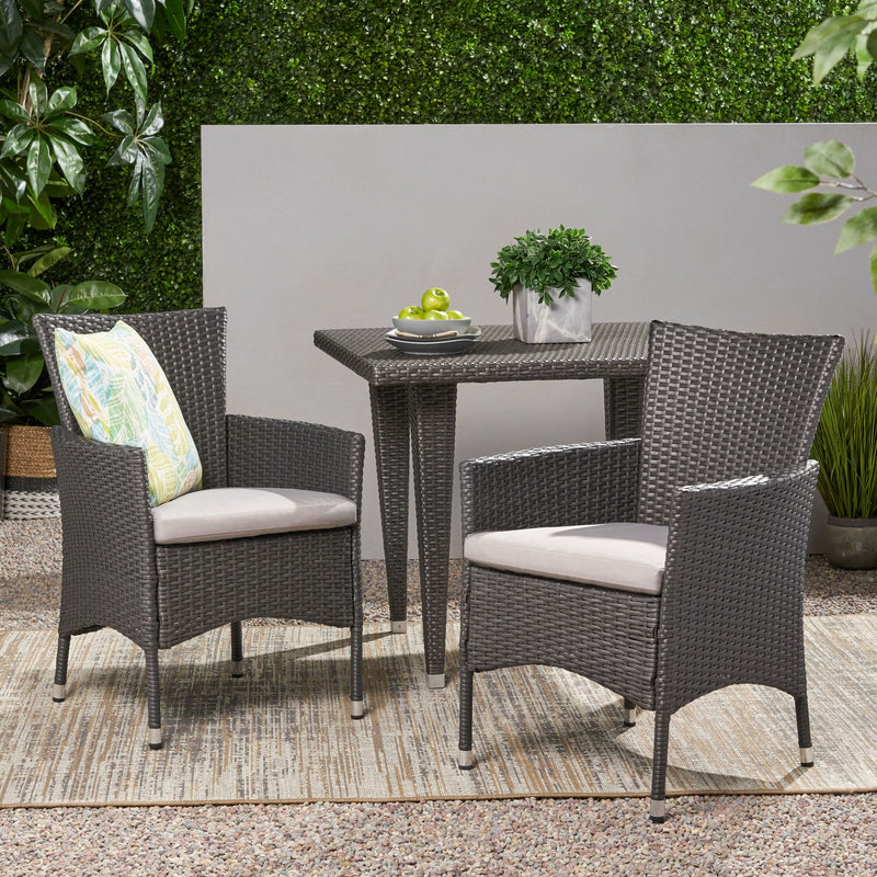 Dimensional Outdoor Dining Chair With Cushion Seat And Iron Frame (Set of 2)