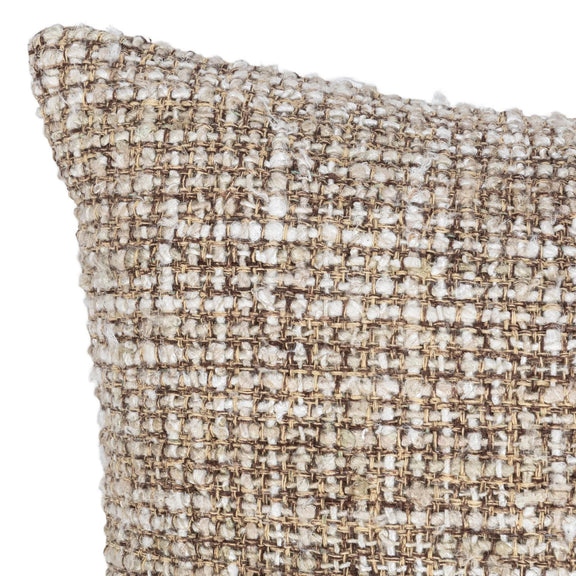 Porter pillow, natural tweed woven square with flecked dark threads