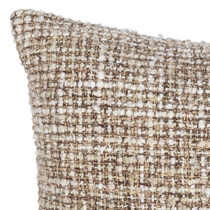 Porter pillow, natural tweed woven square with flecked dark threads