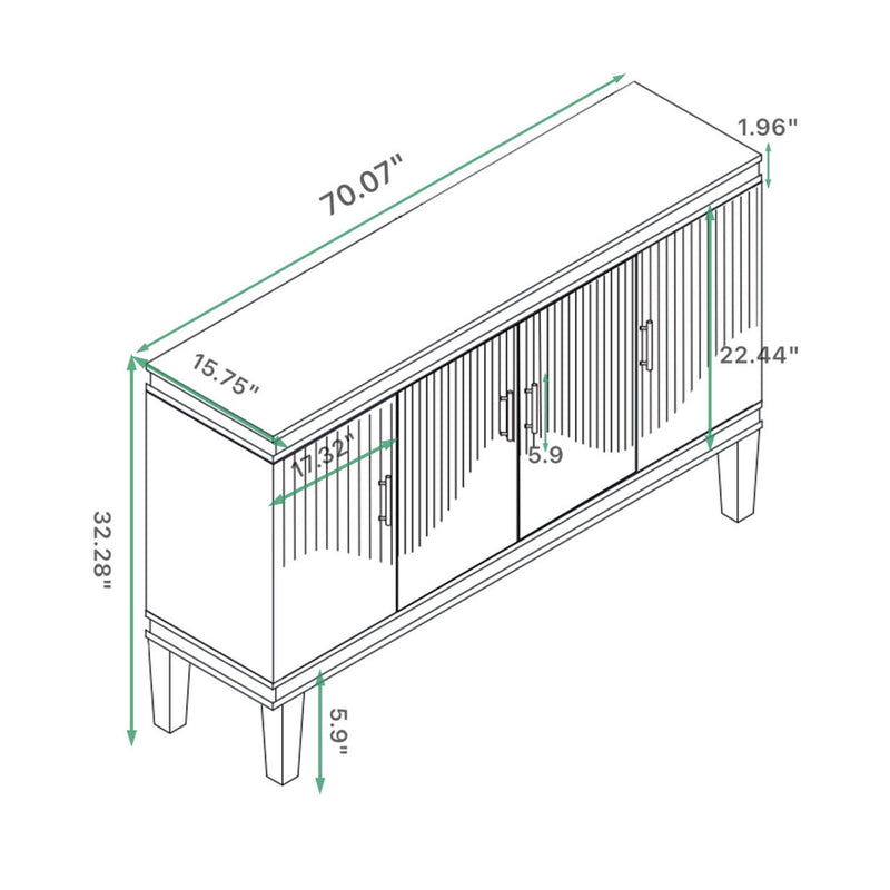 4 Door Cabinet With Adjustable Shelves, Large Storage For Living Room - Champagne