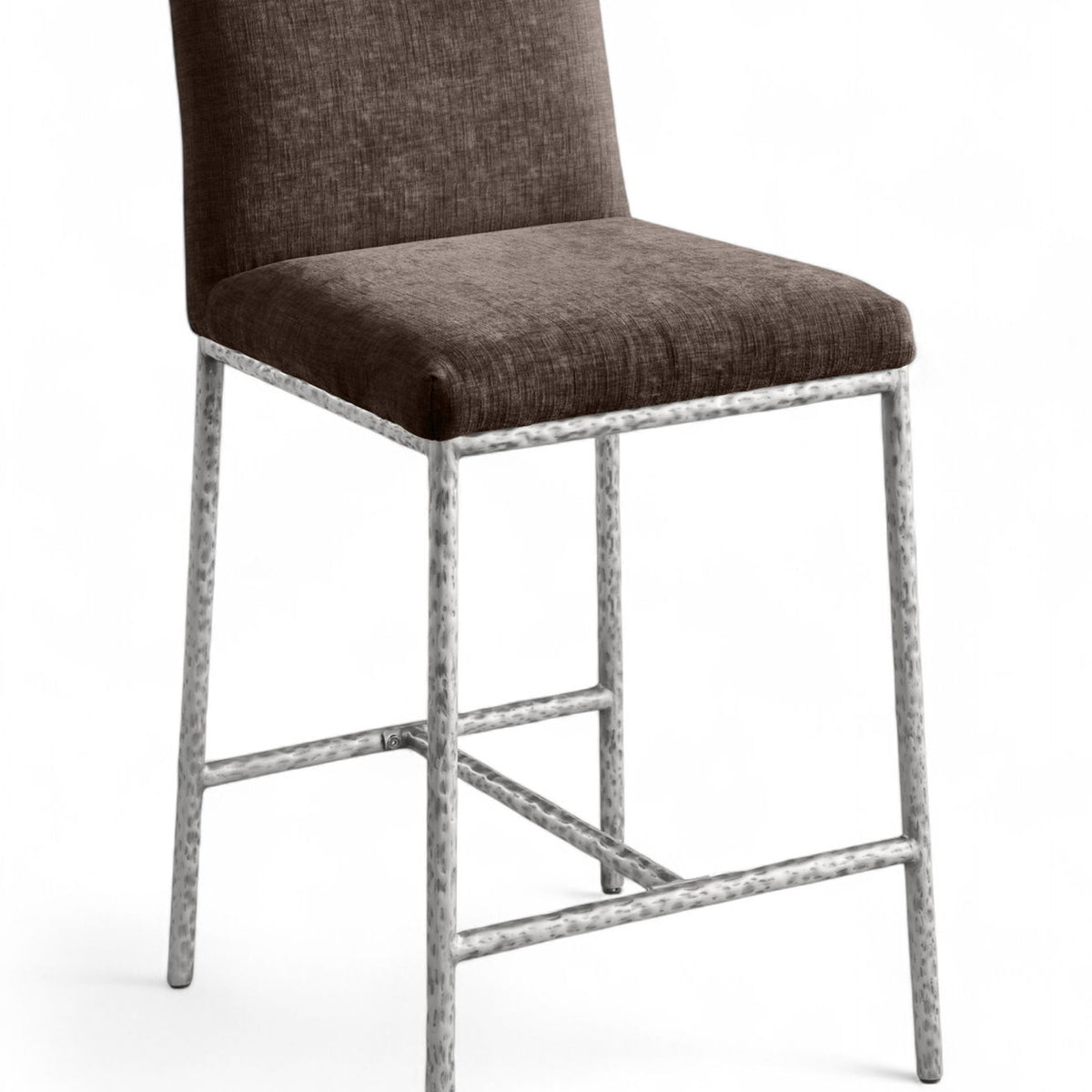Reeves - Chenille Fabric Upholstered Counter Stool (Set of 2) - Silver Base