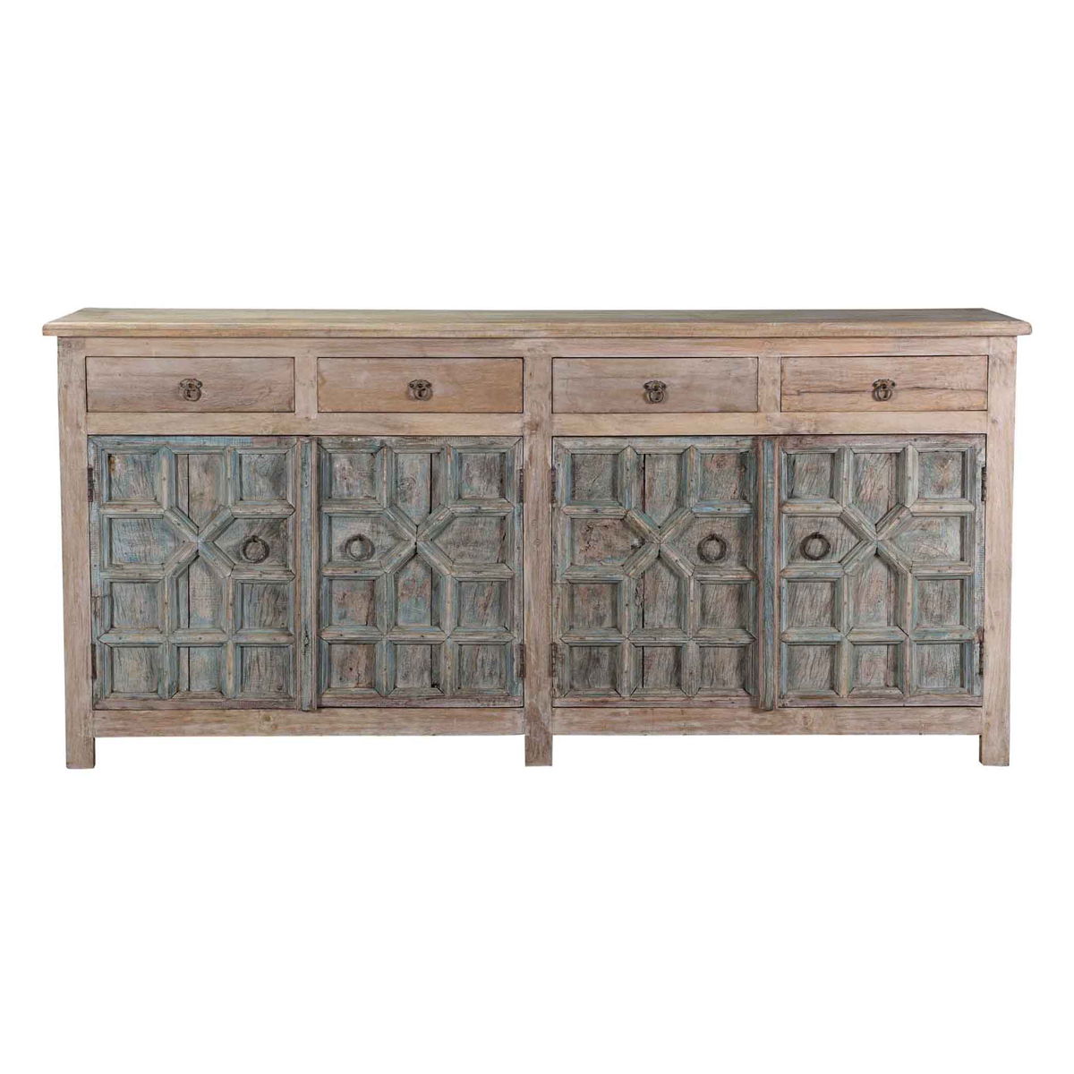 Wood Sideboard - Light Brown / Blue