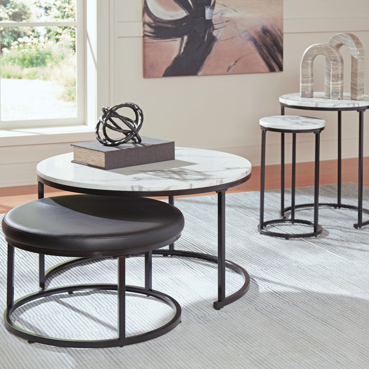 Jusmour - Occasional Nesting Table (Set of 4) - Black / White