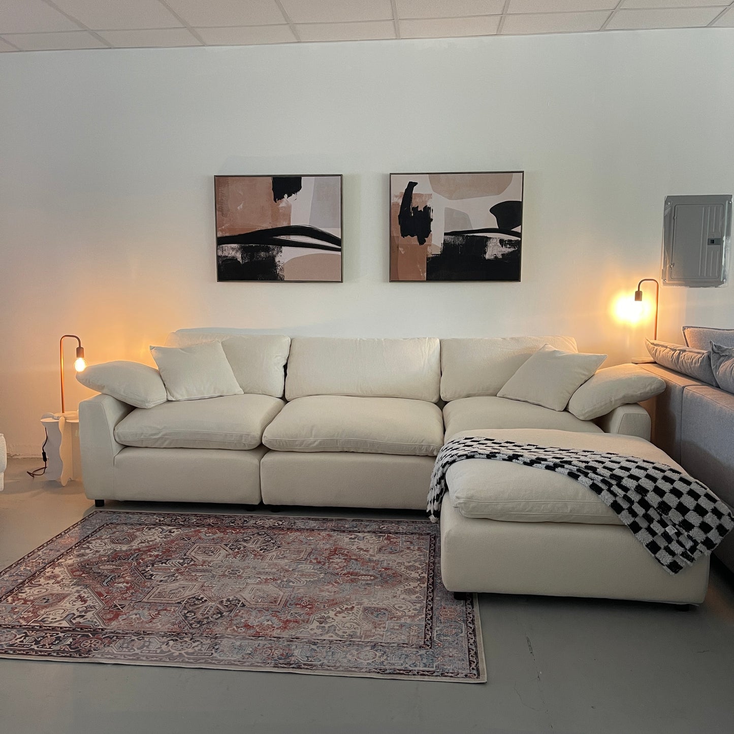 Off White "Sky" 4 Piece Cloud Couch Sectional