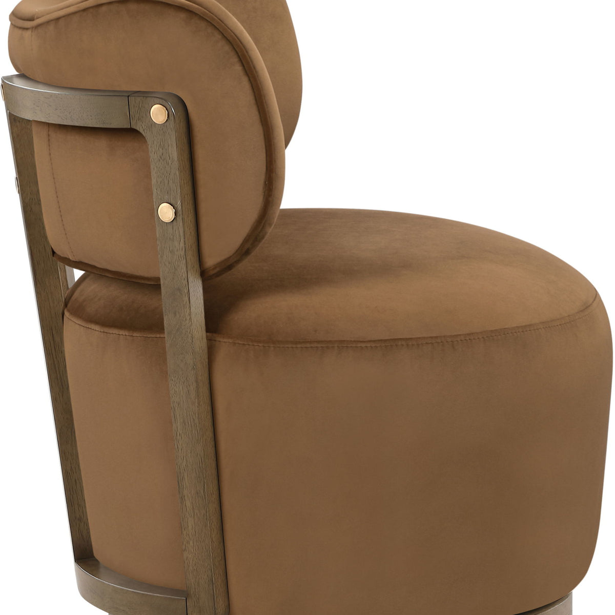 Elara - Velvet Upholstered Swivel Accent Chair - Stained Brown