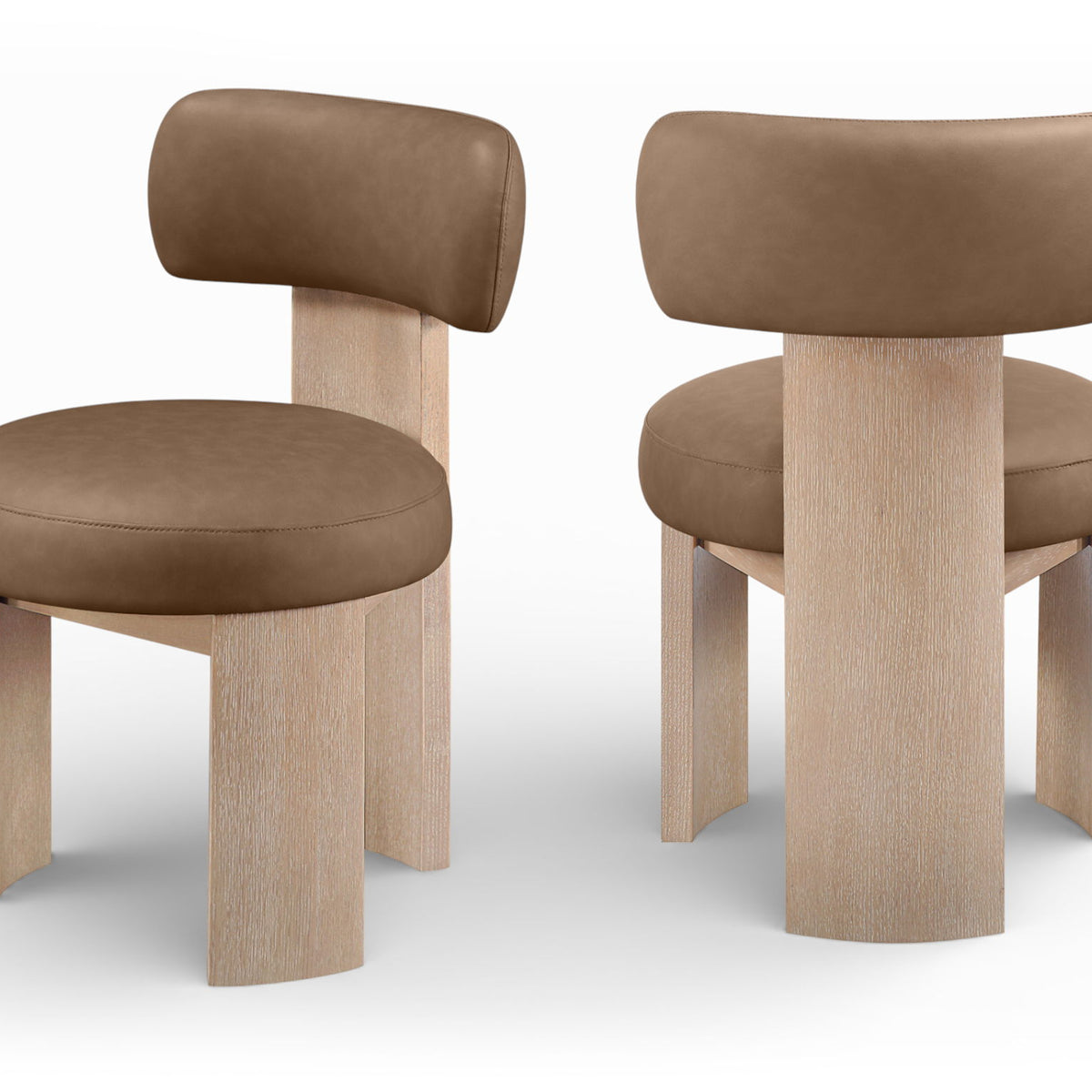 Atelier - Vegan Leather Upholstered Dining Chair (Set of 2) - Painted Natural Frame