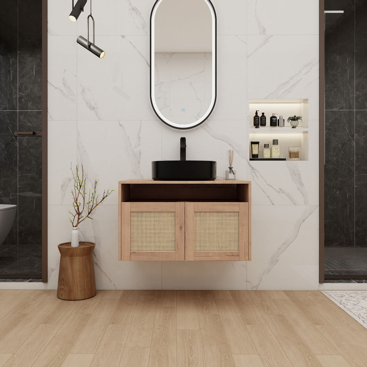 Bathroom Vanity & Art Sink, 2 Soft Close Doors, Float Mounting Design