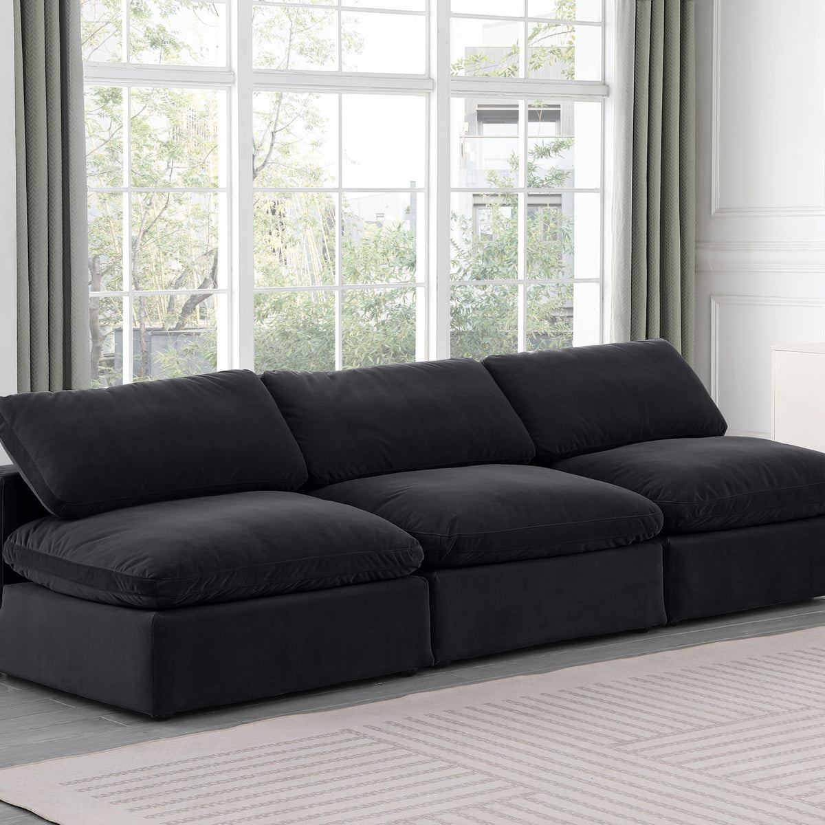 Comfy - Velvet Modular Armless Sofa 3 Seats
