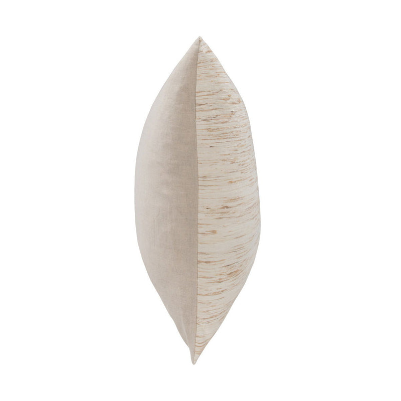 Dalton pillow in natural with textured woodgrain front and solid side panel