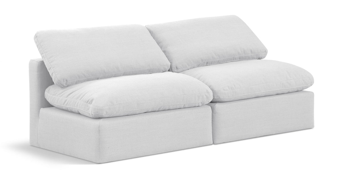 Indulge - Linen 2 Piece Modular Armless Sofa - White