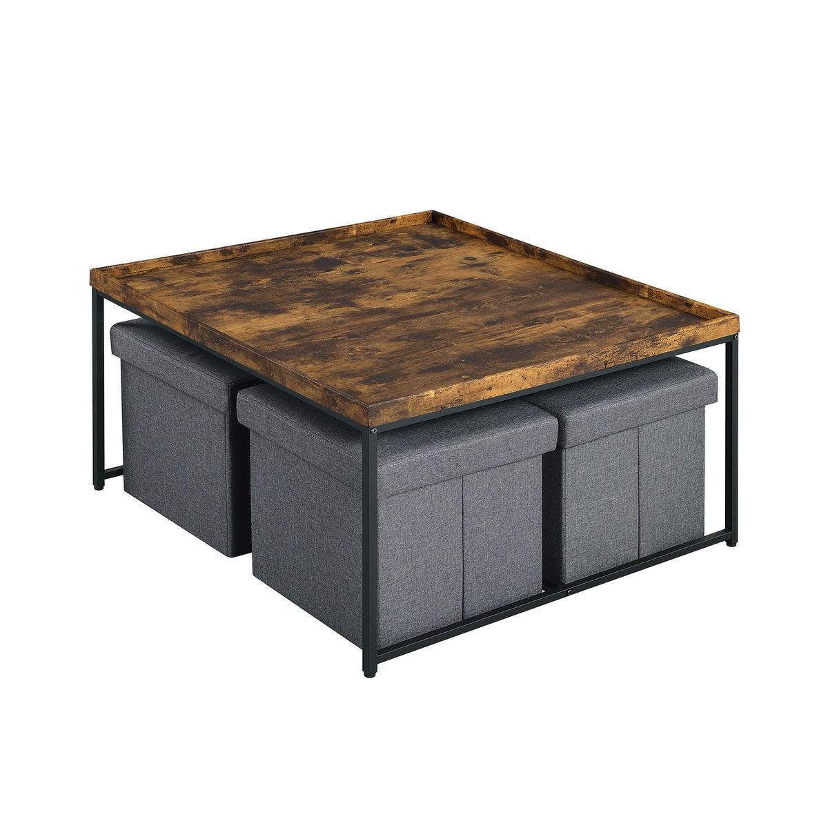 Vinny - Wood Grain Coffee Table Set With Raised Edges