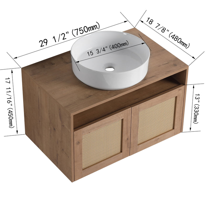 Bathroom Vanity & Art Sink, 2 Soft Close Doors, Float Mounting Design