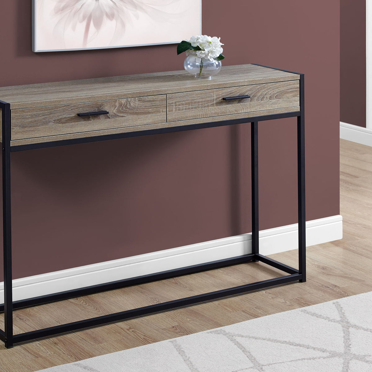 Accent Console Table For Entryway, Storage Drawers, Contemporary & Modern