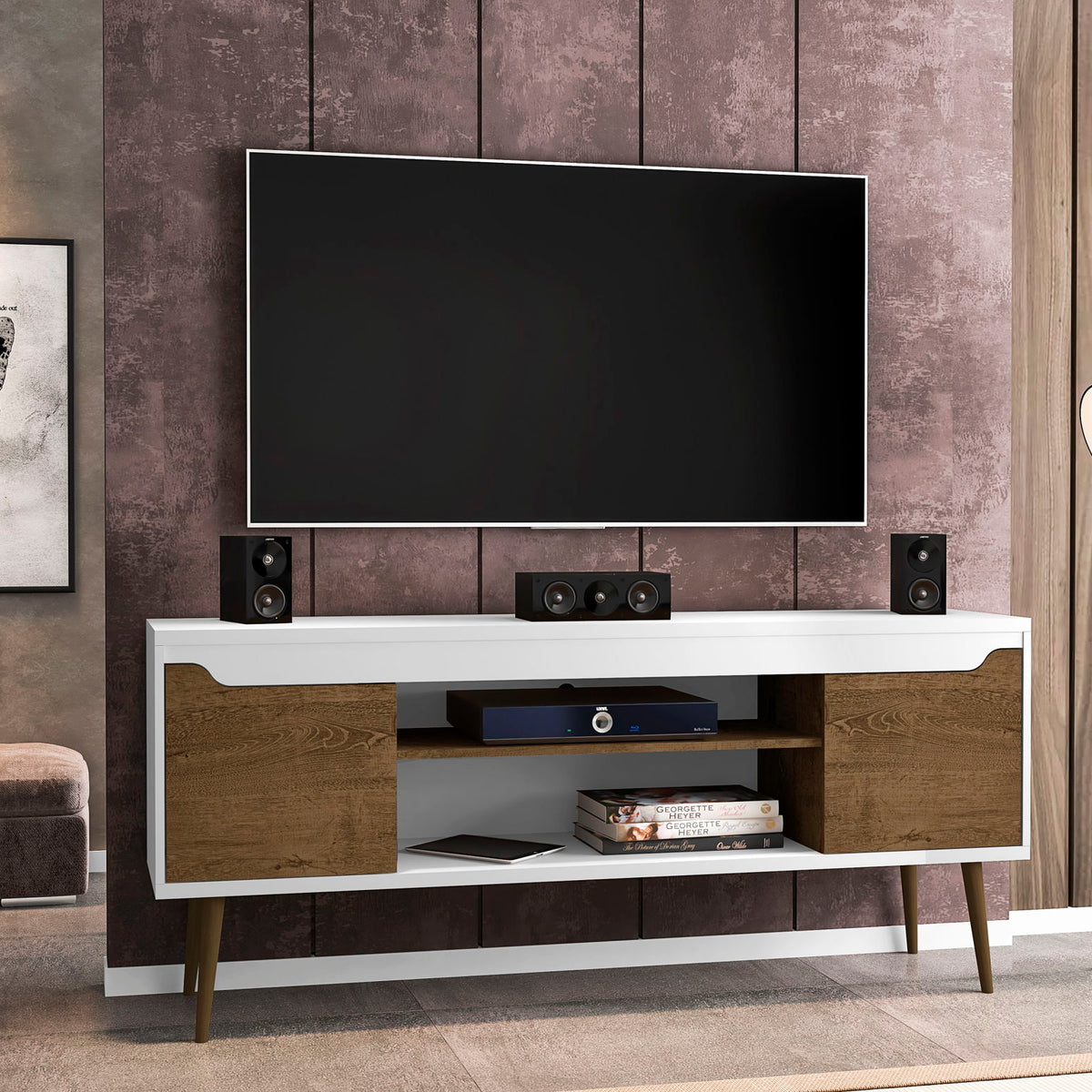 Bradley - TV Stand - Rustic Brown And White
