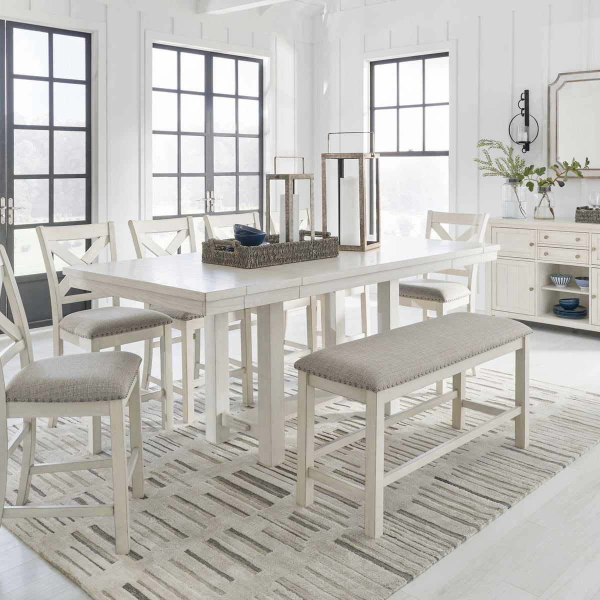 Robbinsdale - Rectangular Counter Height Dining Extension Table Set