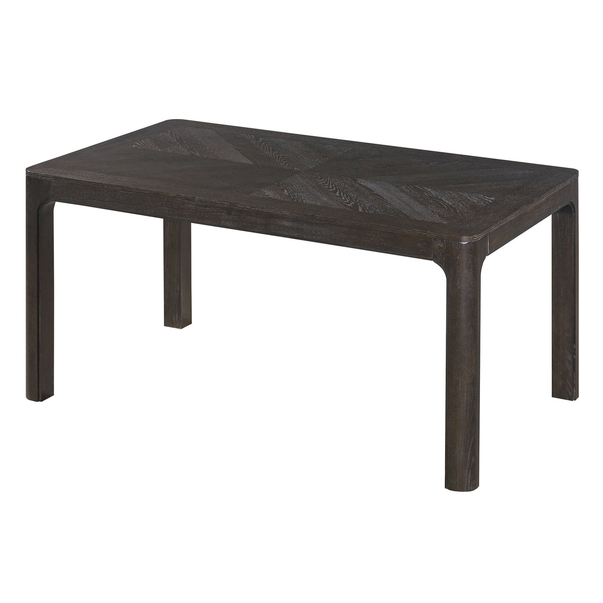 Rectangular Dining Table With Parquet Top, Rounded Corners